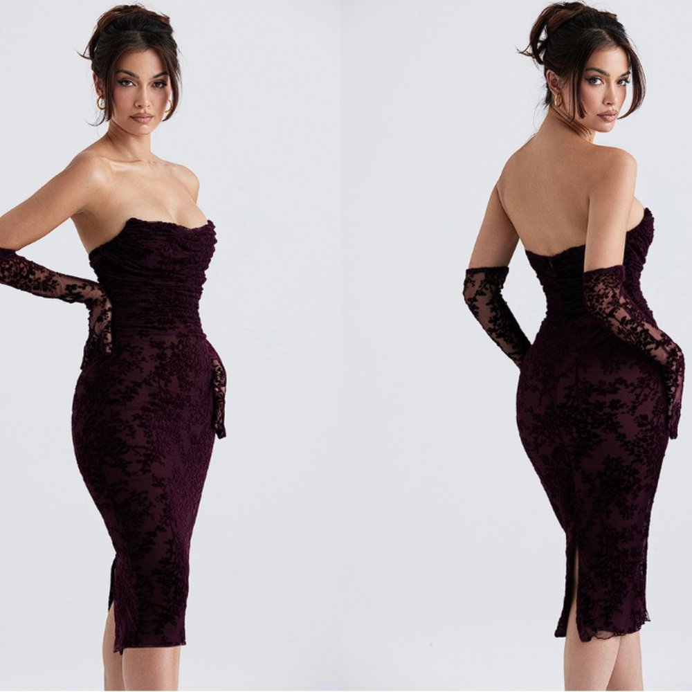 House of CB 'Isadora' Black Cherry Devour Corset Dress NWT - Picture 4 of 12